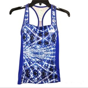 North Face Racerback Space Polkadot Athletic Tank Top Blue White XS‎